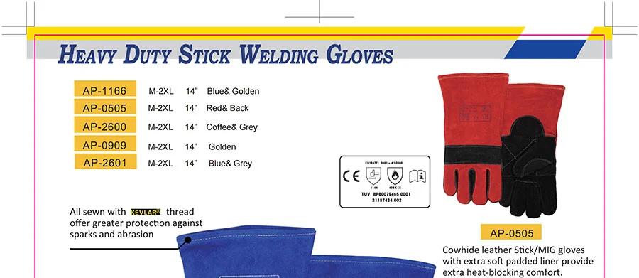 Heavy Duty Blue And Grey Stick Welding Gloves